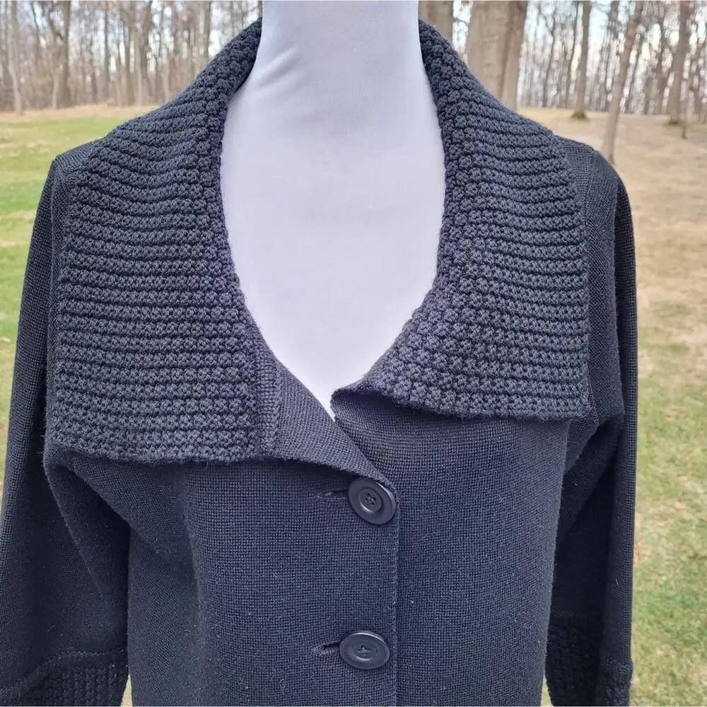 CAbi Black Jackie O Cropped Wool Blend Cardigan style #502 size Medium